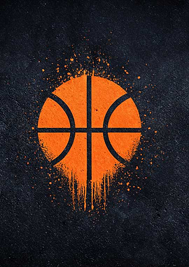 Basketball Art on Dark Textured Background
