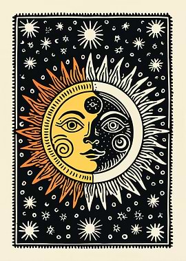 Sun and Moon Celestial Art