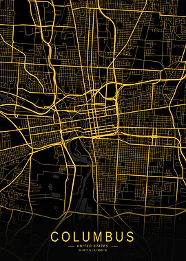 Golden Columbus City Map