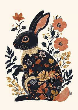 Floral Rabbit Illustration