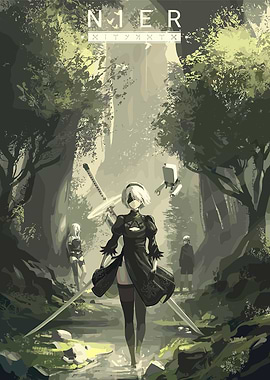 Nier Automata Forest Digital Art