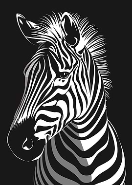 Zebra Portrait in Black and White