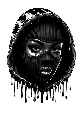 Black And White Balaclava Graffiti Portrait