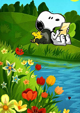 Snoopy and Woodstock by the River