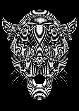 Abstract Line Art Panther Portrait