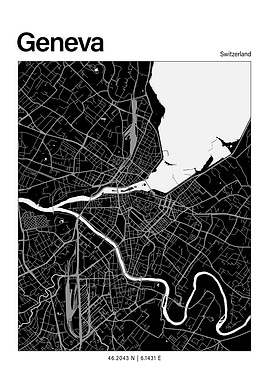 Geneva Black and White Map