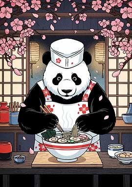 Panda Chef Making Ramen