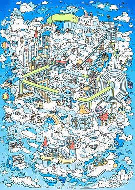 Cloud Amusement Park Illustration