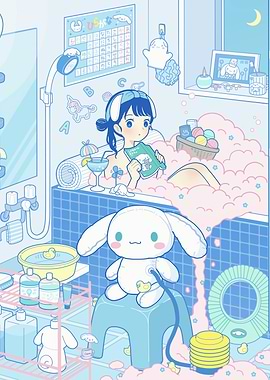 Cinnamoroll Bathroom Scene
