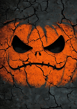 Cracked Evil Pumpkin Face