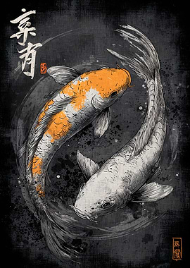 Koi Fish Yin Yang Illustration