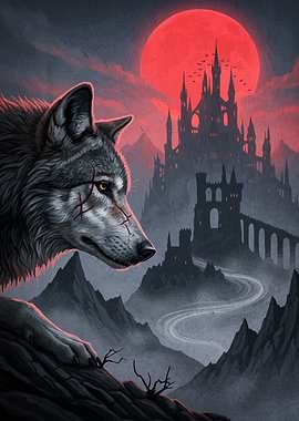 Wolf Castle Red Moon