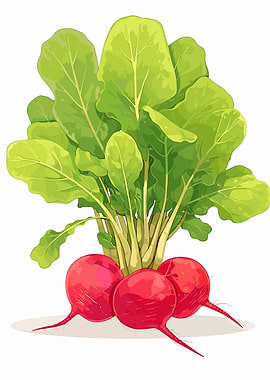 Fresh Radishes with Green Leaves