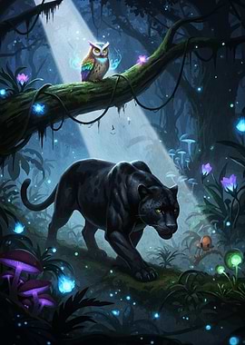 Panther Owl Enchanted Forest