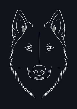 Minimalist Wolf Head Illustration