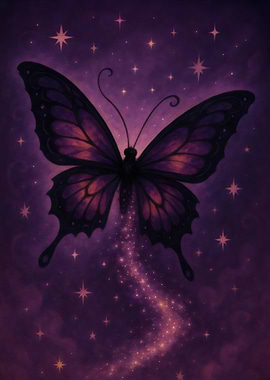 Purple Butterfly with Starry Trail