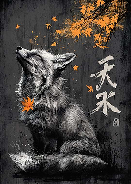 Fox and Autumn Leaves