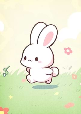 Cute Bunny Running Meadow
