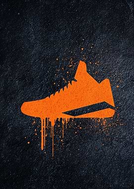 Orange Sneaker Silhouette on Dark Background