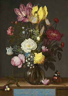 Floral Still Life with Butterfly