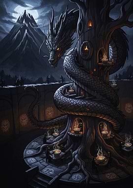 Dragon coiled tree house