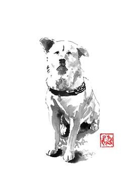 Ink Wash Painting of a Dog
