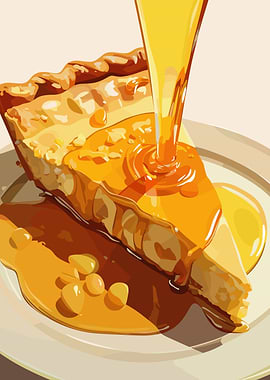 Slice of Pie with Syrup Pour