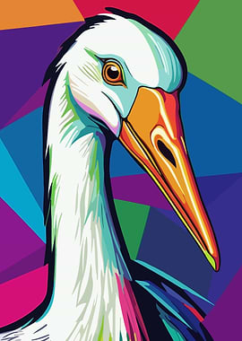 Colorful Stork Portrait in Pop Art 2