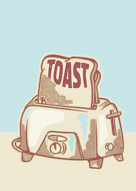 Toaster with Toast Illustration