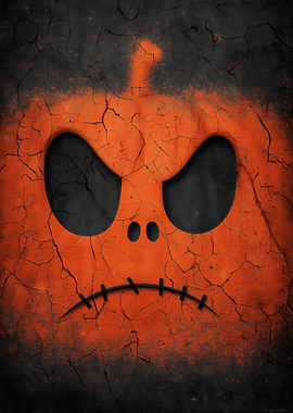 Grungy Halloween Pumpkin Face