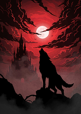 Wolf Howling Moon