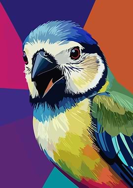 Colorful Eurasian Blue tit Portrait