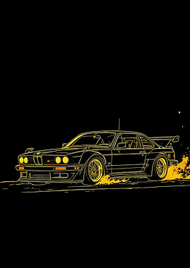 BMW E30 Racing Car Illustration