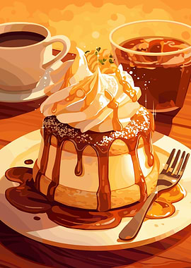 Delicious Dessert with Coffee Illustration