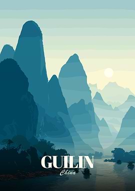 Guilin China Landscape Illustration