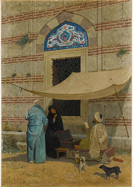 Orientalist Scene with Figures and Dogs