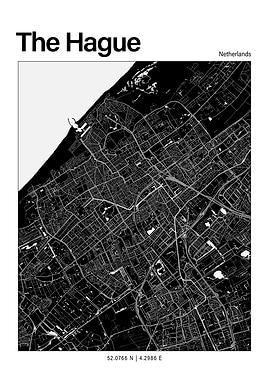 The Hague Black and White Map