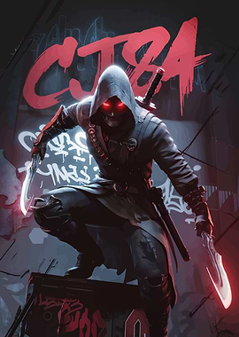 Cyberpunk Ninja with Glowing Blades