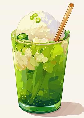 Matcha Float Illustration