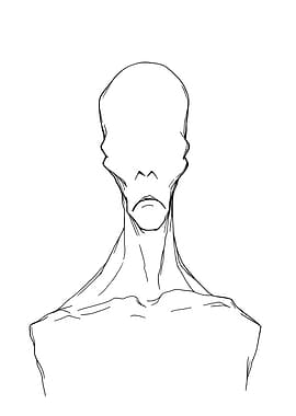 Faceless Alien Figure Minimalist Line Art