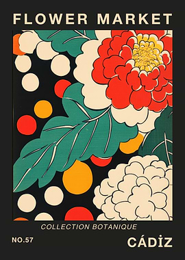 Cadiz Flower Market Botanical Travel Poster