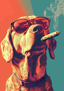 Cool Dog with Cigar and Sunglasses