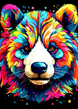 Colorful Red Panda Portrait