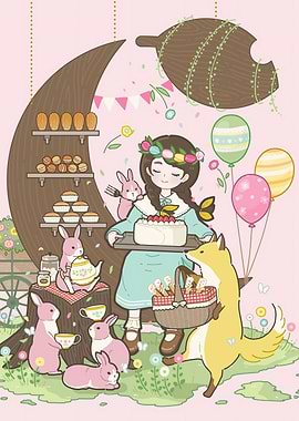 Girl with Animals and Sweets
