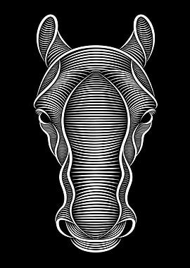 Abstract Horse Head Line Art