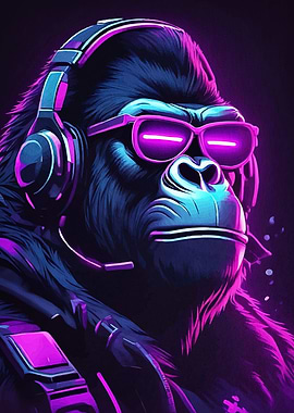 Cyberpunk Gorilla Gamer