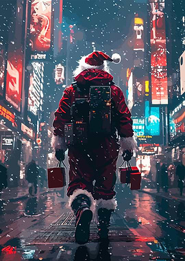 Santa Claus in a Cityscape