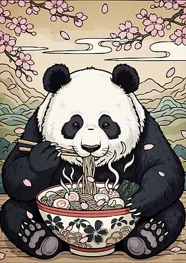 Panda ramen cherry blossoms