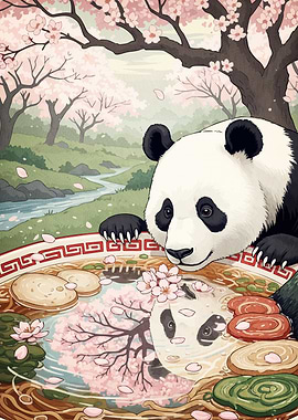 Panda Reflecting Ramen Bowl