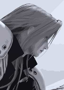Sephiroth Portrait in Grayscale